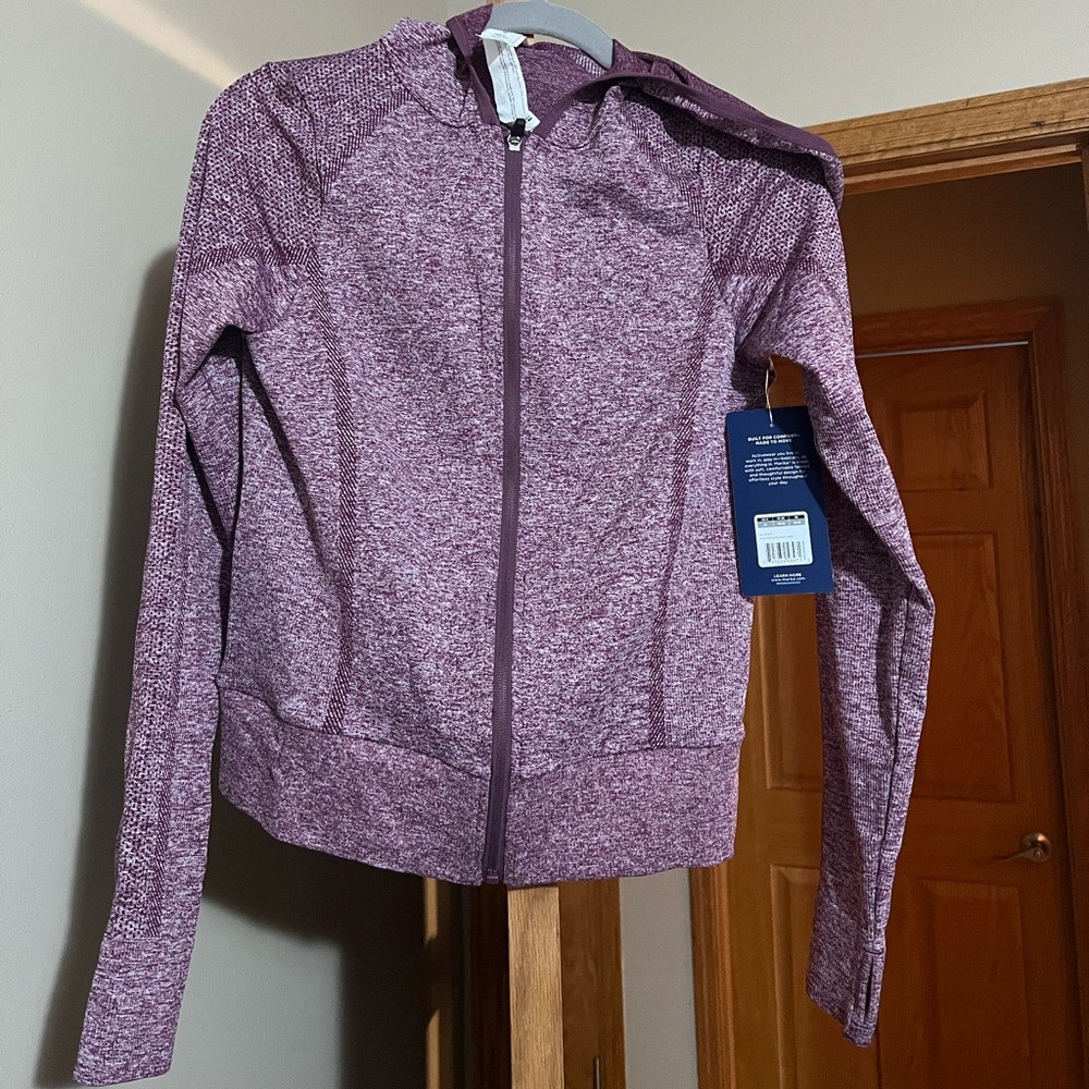 Marika Medley hooded zip up, NWT, heather burgundy. Size medium